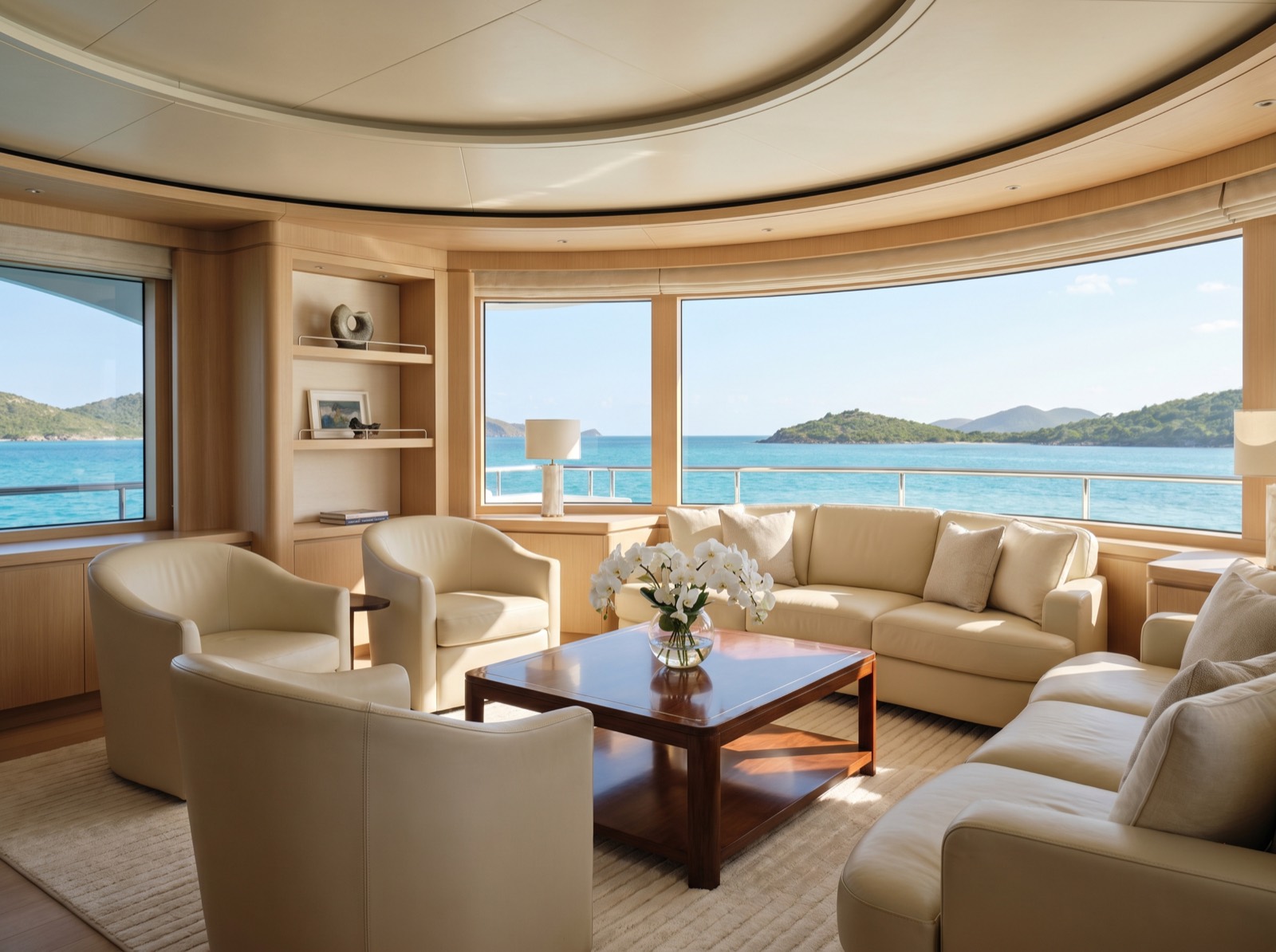 Salon intérieur du yacht